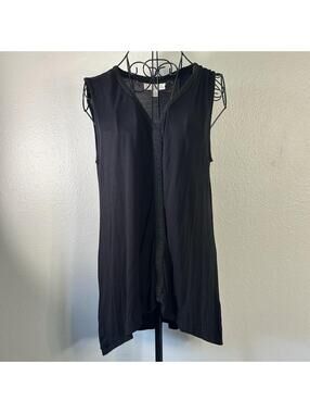 Black V Neck Tank High Low With Braided Detail